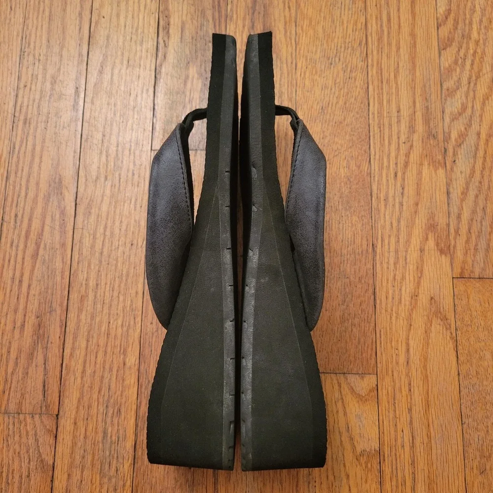Speedo 10 Wedge Flip Flops Black Platform Thong Sandals Summer Beach Y2K